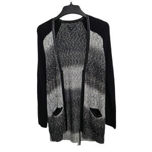 Anthropologie Trouve Zip-Up Ombre Cardigan Faux Leather Trim Size M